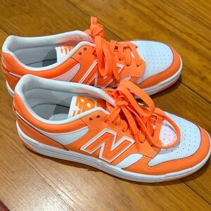 New Balance White & Bright Orange Retro Sneakers